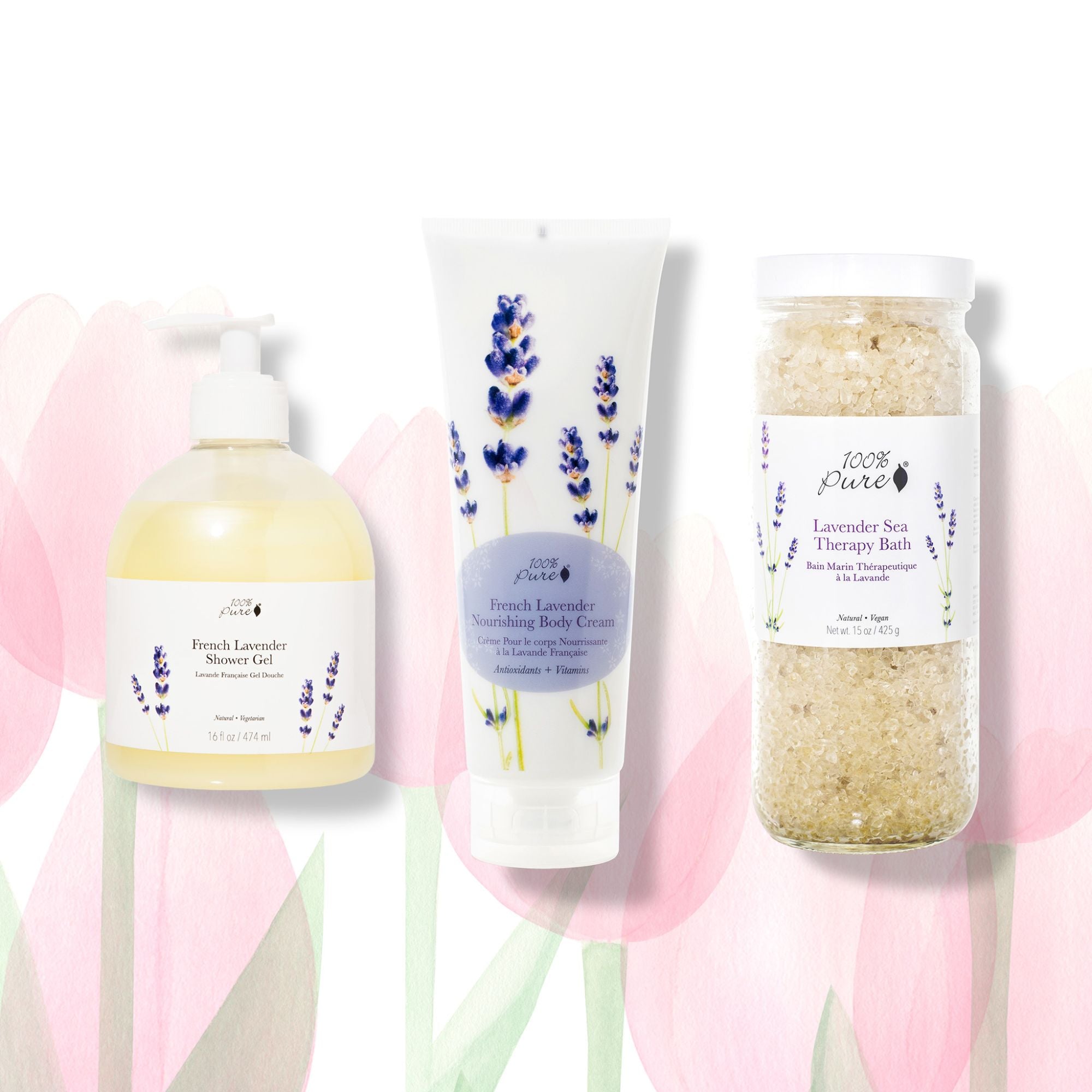 100-pure-gift-sets-lavish-lavender-trio-coffret-lavande-3-soins image 1