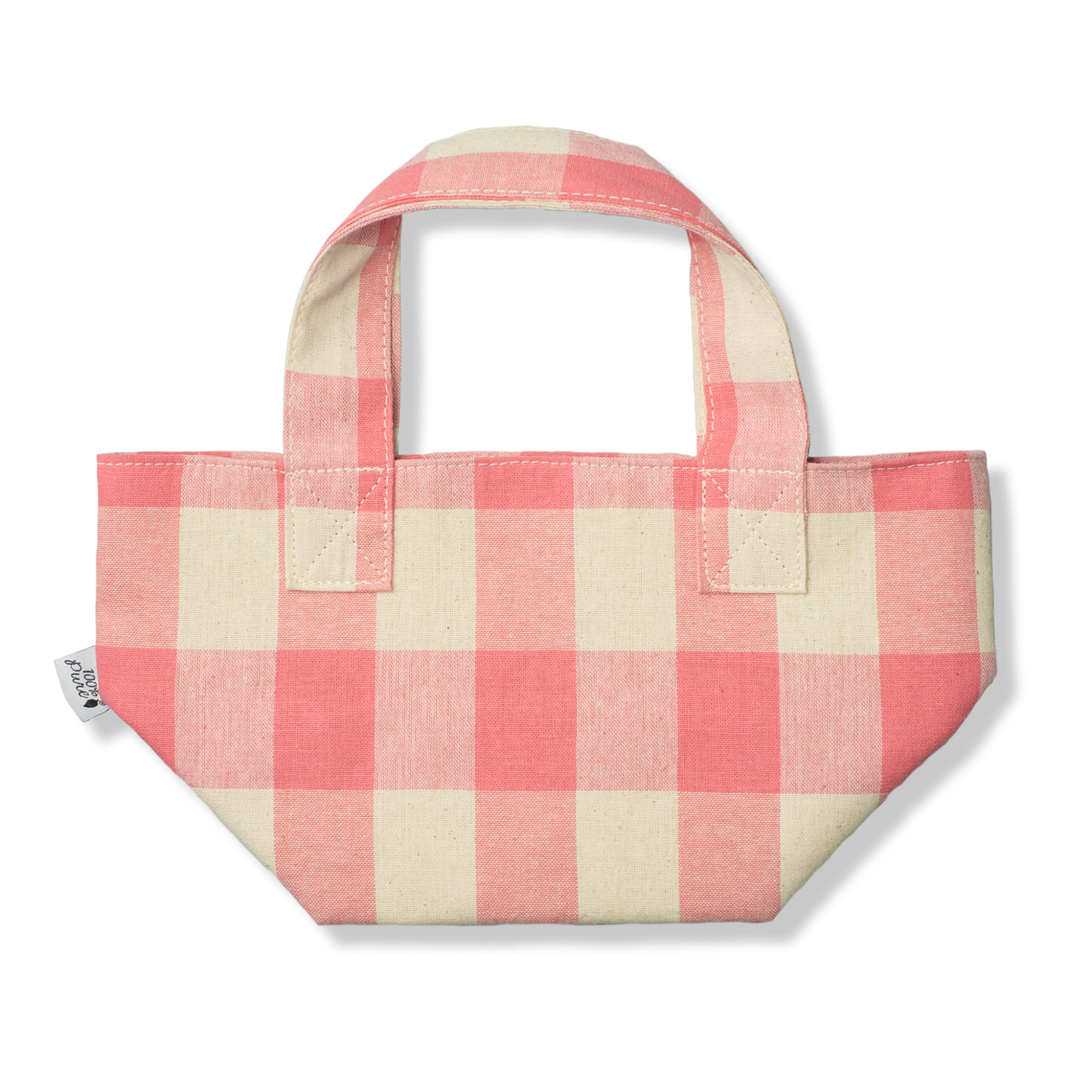 100-pure-gingham-tote-bag-coton-naturel-vichy image 1