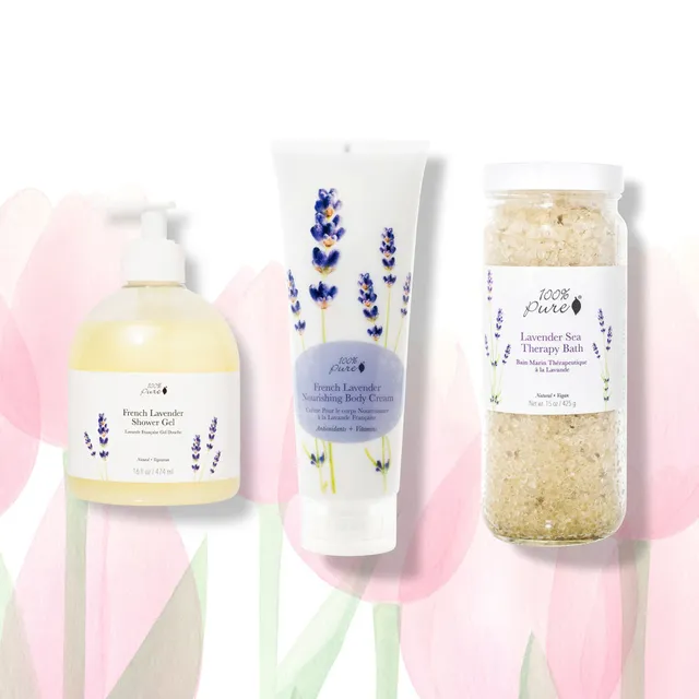 100-pure-gift-sets-lavish-lavender-trio-coffret-lavande-3-soins image 1