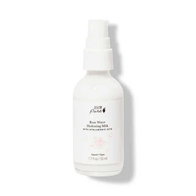 100-pure-rose-water-lait-hydratant-visage-rose-acide-hyaluronique image 1