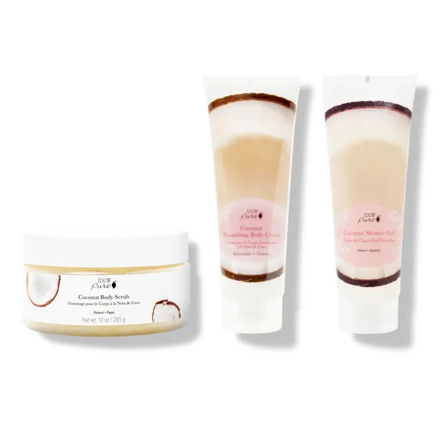 100-pure-coconut-trio-coffret-corps-coco-gommage-karit image 1